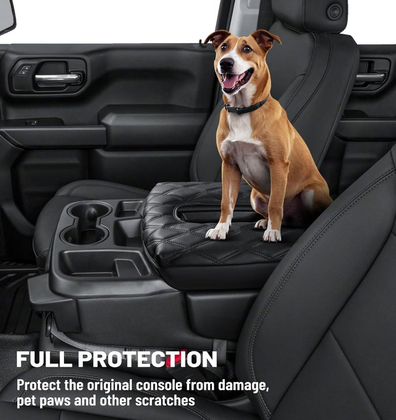 Sinvanho Store Center Console Cover for Chevy Chevrolet Silverado/ GMC Sierra 2019-2024 2025, PU Leather Armrest Box Middle Console Cover Protector Pad, Truck Interior Accessories (Split Bench Jump Seat Only) - Image 5